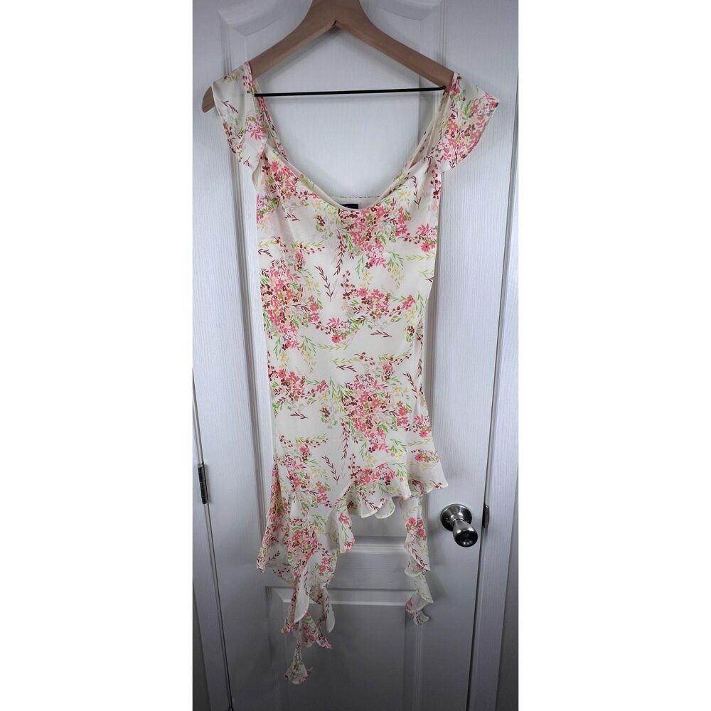 Forever 21 Women's White Pink Green Floral Ruffle Dress Size S - New With Tags